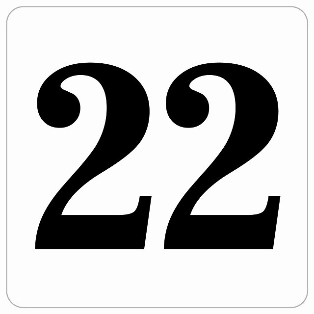 番号シール ナンバー シール 27x27cm ホワイト 数字 22 案内板 野球 スポーツ 道具 イベント会場 会議室 部屋番号 店舗 レストラン 飲食店 ショップ ストア 席番号 テーブル