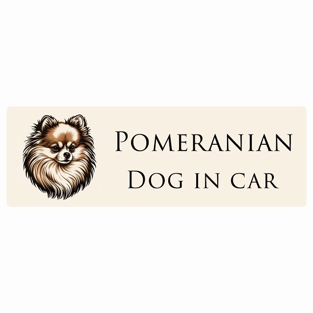 ドッグ カーステッカー イラスト付 Dog in Car ポメラニアン Aタイプ セーフティサイン 犬種別 長方形 ..