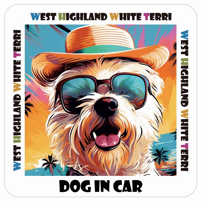 West Highland White Terrier ウエストハイランドホワイトテリア 犬 カーステッカー シール DOG IN CAR..