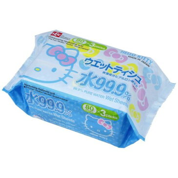 レック キティ 水99.9% ウエットティシュ 80枚入×3個 SS-232【レック ベビー おむつ おしりふき 子供 赤ちゃん】