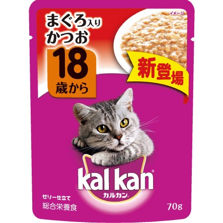 【ポスト投函専用発送】カルカン パウチ 18歳から まぐろ入りかつお 70g【マースジャパン ペット フード キャットフード ウェット レトルト】 1