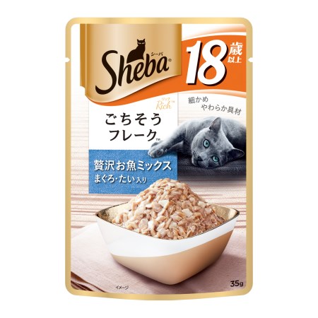 シーバ リッチ 18歳以上 ごちそうフレーク 贅沢お魚ミックス まぐろ・たい入り 35g【マースジャパン ペット フード キャットフード ウェット レトルト】