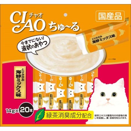 【ポスト投函専用発送】CIAOちゅ〜る20本入りとりささみ 海鮮ミックス味【いなばペットフードCIAO猫用おやつ】