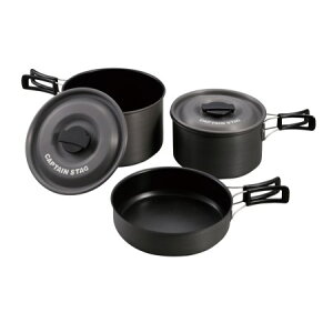 アルミクッカーMセット UH-4204【キャプテンスタッグ アウトドア レジャー キャンプ バーベキュー 食器 クッカー 調理】