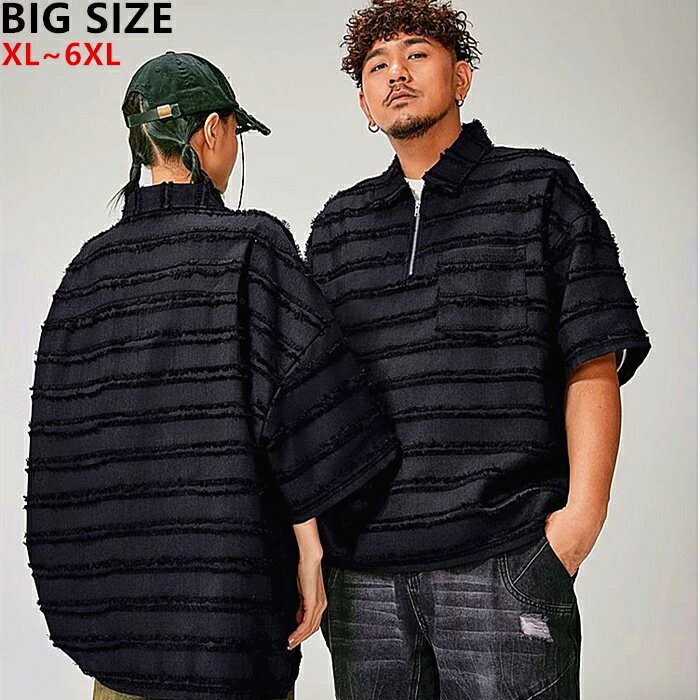おすすめ商品 半袖 大きいサイズメンズトップス おしゃれ加工ポロシャツ ビッグサイズメンズ レジャー お洒落 だぶだぶ ゆったり オリジナルデザイン