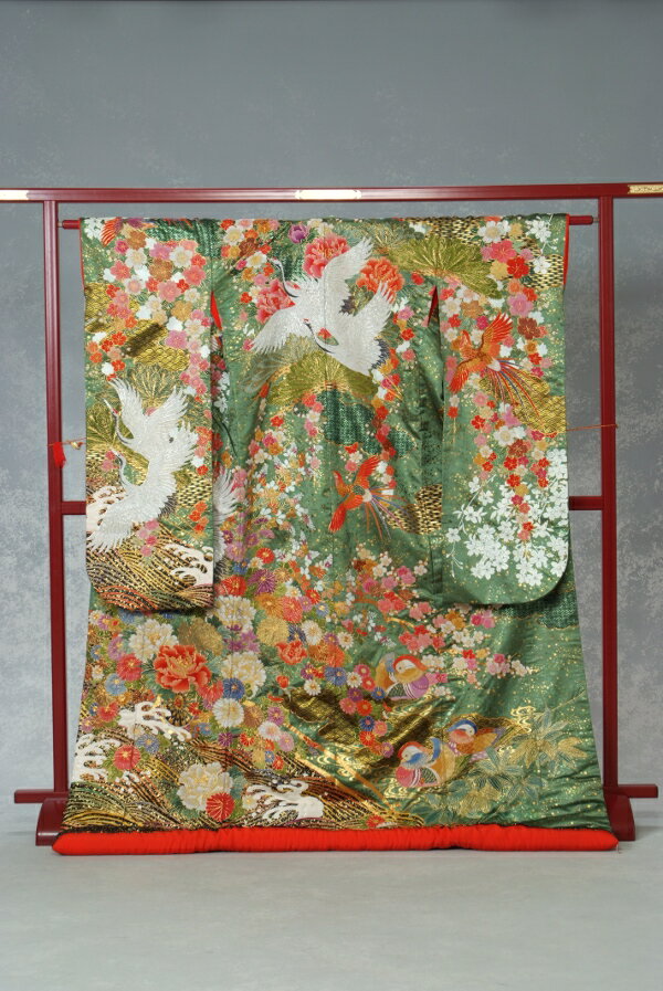 レンタル 古都緑瑞祥 着物レンタル 結婚式レンタル 色打掛レンタル 色打掛 貸衣装 貸衣裳フルセット 角隠し かつら 洋髪OK 和装 挙式 披露宴 往復送料無料 身長150cm~170cm対応 フリーサイズ 花嫁衣裳 ロケーション撮影 前撮り フォトウェディング 豪華絢爛 相良刺繍