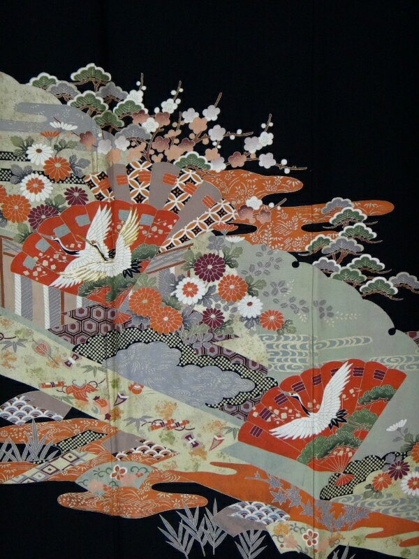 レンタル 王朝 結婚式 黒留袖 黒留 留袖レンタル 貸衣装留袖 フルセット 帯 草履 バック 足袋 小物 着物 結婚式お母さん 往復送料無料 身長145cm~160cm対応 高級正絹素材 お母さんだって立派な主役 上品で華やか おめでたい鶴が祝福の舞を披露します