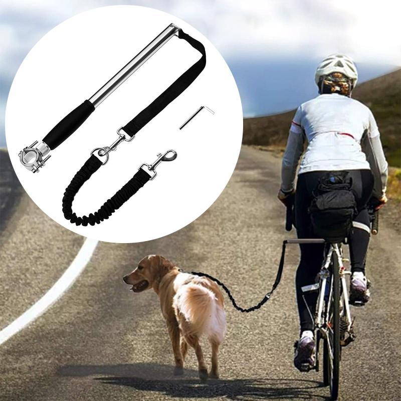 犬用自転車リーシュ グトレーニング用 引き込み式 ハンズフリー 自転車用犬用リー...