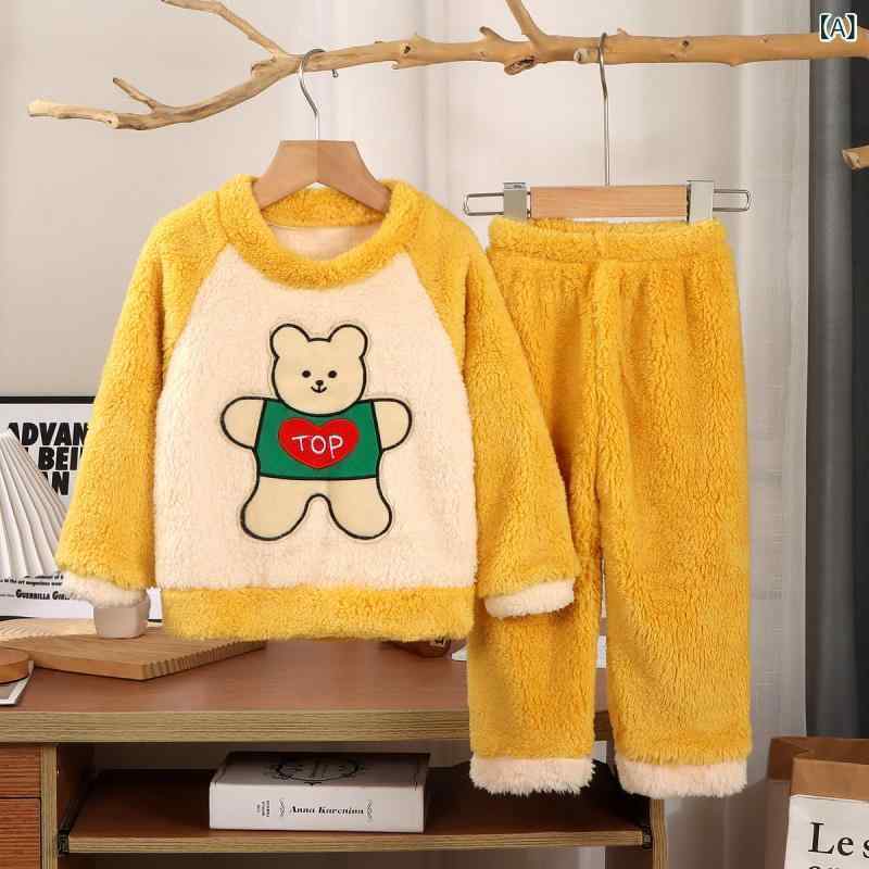 子供用パジャマ 秋冬 男の子 女の子 フランネル 厚手 暖かい 部屋着 ルームウェア ...