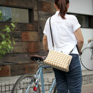 【受注生産品】【バッグ】がま口KAKUポシェット【帆布・バードチェック】<がまぐち/バッグ/がま口バッグ/旅行/手作り/和雑貨/京都/父の日/新生活/プレゼント>