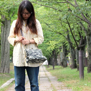 【受注生産品】【バッグ】がま口KAKUポシェット【帆布・迷彩柄】<がまぐち/バッグ/がま口バッグ/旅行/手作り/和雑貨/京都/父の日/新生活/プレゼント>