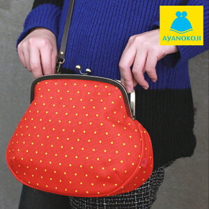 【受注生産品】【バッグ】がま口ポシェット(大)【帆布・プチドット柄】<がま口バッグ/バッグ/帆布/鞄/カバン/レディース/がま口/ポシェット/あやの小路/綾小路>