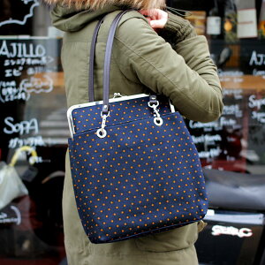 【受注生産品】【バッグ】がま口トートバッグ【帆布・唐草/水玉】<がまぐち/トート/トートバッグ/ママバッグ/通勤/通学/手作り/バッグ/和雑貨/京都/あやの小路/がま口>【smtb-k】【ky】