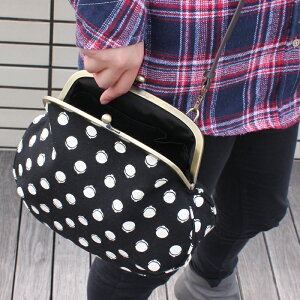 【受注生産品】【バッグ】がま口ポシェット(大)【帆布・がまドット柄大判】<がまぐち/がまぐち財布/和風/サイフ/手作り/和雑貨/京都/>【楽ギフ_包装】【a_2sp0420】