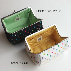 【受注生産品】TAWARA型がま口コスメポーチ(大)【帆布・がまドット柄】<がまぐち/コスメポーチ/化粧ポーチ/がま口ポーチ/手作り/和雑貨/京都/がま口>【a_2sp0420】