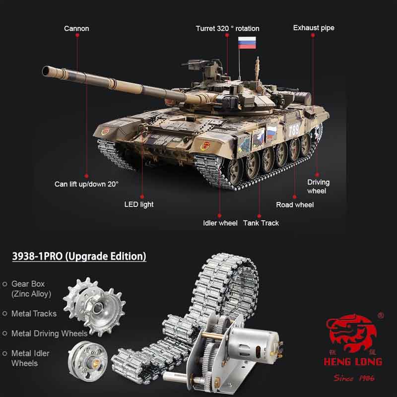 HengLong 1 16 T-90 2.4GHz MA{bNXEL^sEXvPEACh[E[hzC[EBBETEhEdl T-90 Russischer Kampfpanzer 1 16 Pro-Edition 3938-1Pro