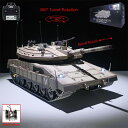 ラジコン戦車完成品ヘンロンHengLong 1/16 IDF メルカバ MK IV 3958 2.4GHz（金属ギアボックス・金属キャタピラ・金属ホイール・BBリコイル・サウンド・発煙仕様）3958-1 PRO ■スケール：1/16 ■サイズ：全長550mm 全幅：235mm　全高：175mm ■フルRCオペレーション：前進・後進・左右転回・新地転回・超新地展開・砲塔回転・砲身昇降 ■BB砲弾発砲メカニズム（最大飛距離：25m） ■リアルサウンドジェネレーター（エンジンアイドル・オペレーション、マシンガンなど） ■スモークジェネレーター（エンジン排気） ■金属製スプロケット・アイドラーホイール（シルバー） ■金属製ギアボックス ■金属製キャタピラ（HengLong純正） ■最新HengLong製2.4GHz 4ch送受信機 ■Li-ionバッテリー：7.4V 1800mAh ■専用USB充電器（ACアダプターは付属しません） ■BB砲弾 ■専用発煙オイル ■専用デカール ■ターゲットプレート ■取扱い説明書（英文）技適マークなし ※日本国内で使用すると電波法違反になるおそれがありますので、自己責任にてお願いいたします。