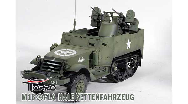 AYARDのラジコン戦車完成品トロTorro M16 ハーフトラック オリーブドラブ（サウンド仕様）｜アングル2