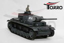 Torro/HengLong 1/16 III号L型 2.4Ghz（ウェザリング塗装・プラキャタピラ・金属ギアボックス・BB・サウンド・発煙仕様）PANZER III. Upgrade &amp; Airbrush Torro 2.4 GHz-Edition Grau1116138481 HengLong 1/16 III号L型にリアルなウェザリング塗装を施した、Torroバージョン！ ■スケール：1/16 ■サイズ：全長365mm 全幅：185mm　全高：200mm ■フルRCオペレーション：前進・後進・左右転回・新地旋回・超新地旋回・砲塔回転・砲身昇降 ■BB砲弾発砲メカニズム（最大飛距離：25m） ■リアルサウンドジェネレーター（エンジンアイドル・オペレーション、マシンガンなど） ■スモークジェネレーター（エンジン排気） ■金属製ギアボックス ■プラスティック製キャタピラ（ブラックウェザリング） ■2.4GHz 4ch送受信機 ■NiNHバッテリー：7.2V 2000mAh ■専用充電器（ドイツ仕様の為、日本では使用できません。別途ご用意ください。） ■BB砲弾 ■専用発煙オイル ■コマンダーフィギュア（塗装済み） ■専用デカール ■ターゲットプレート ■取扱い説明書（英文）技適マークなし ※日本国内で使用すると電波法違反になるおそれがありますので、自己責任にてお願いいたします。