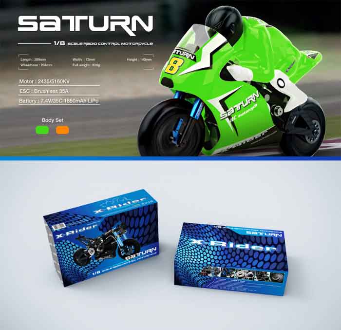 X-Rider Saturn 1/8スケールオンロードバイク、ブラシレス2435-5160KVモーター付き (X-Rider Saturn 1/8th Scale On-Road Motocycle with Brushless 2435-...