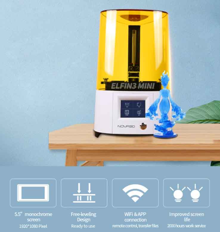 NOVA3D Elfin3 mini ����ե���3 �ߥ� 3D�ץ�󥿡� LCD ��¤����MONO�����꡼��120x65x150mm ������������WiFi/���ե饤���������������Ź��