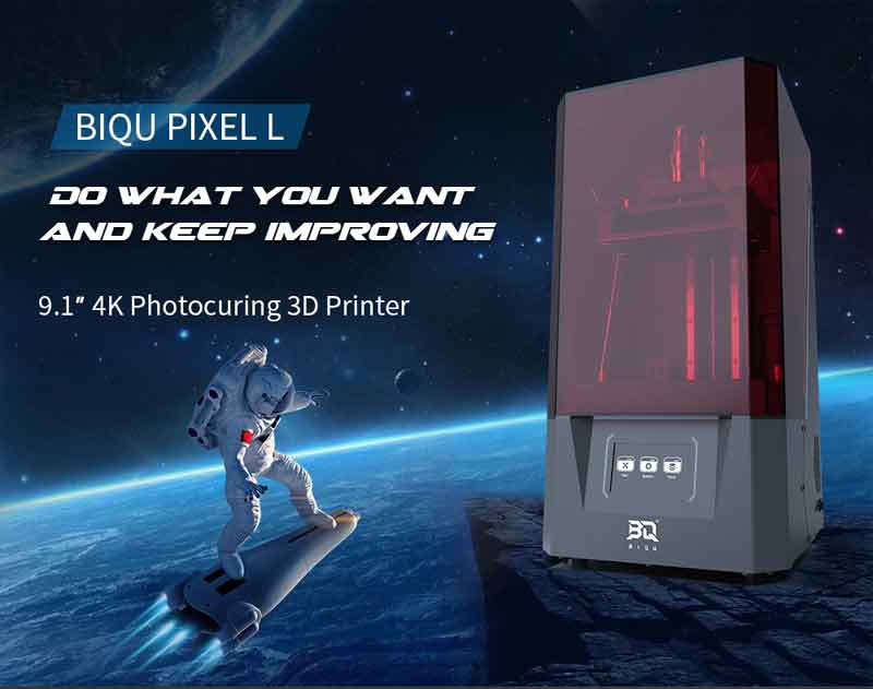 AYARDのBIQU PIXEL-L 4K モノクロ光造形式LCD 3Dプリンター 9.1インチ大画面196 x 122 x 220 mmビルドボリューム/マイクロメートルのレベリング/加熱バット/自動レジン補充【正規販売代理店】｜アングル2