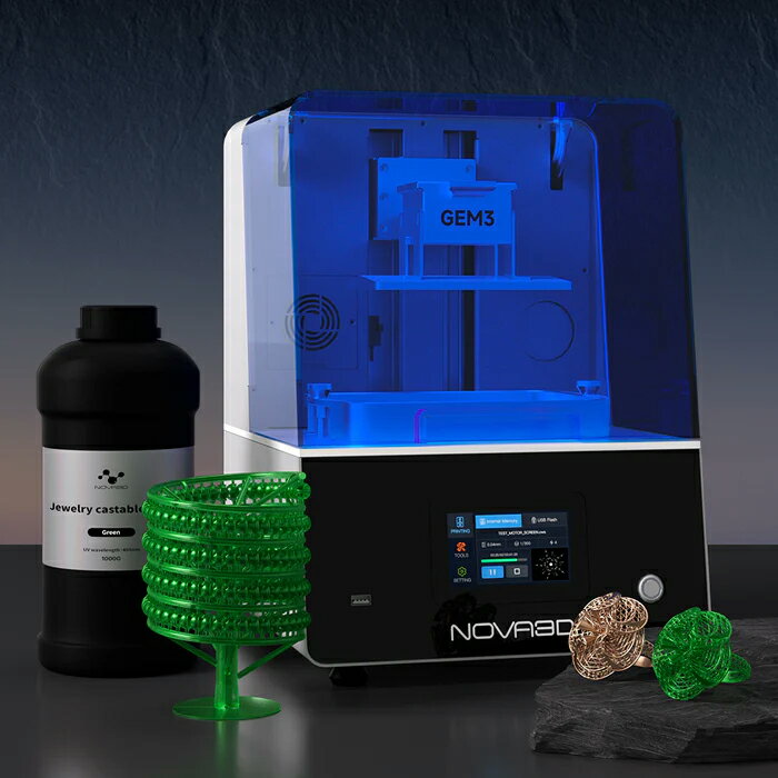 NOVA3D GEM3工業用ジュエリー鋳造プリンター 10KモノクロLCD樹脂3Dプリンター（金...