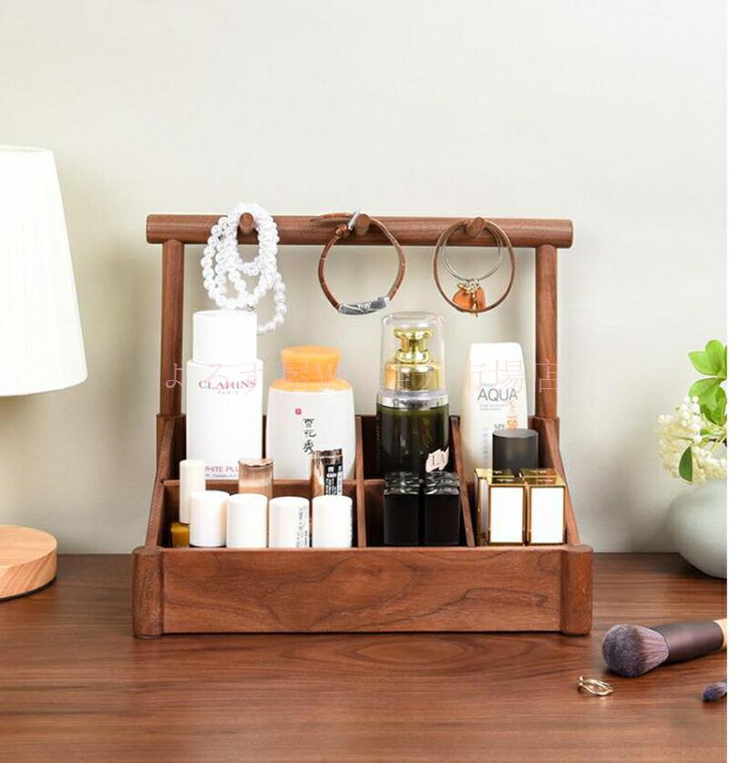 Makeup Boxes - 化粧品収納ボックス　木製 メイクボックス 　持ち運び 化粧品入れ 卓上収納ケース コスメ収納 メイク収納 大容量 メイクケース 防塵 浴室 洗面所 収納 オシャレ 可愛い