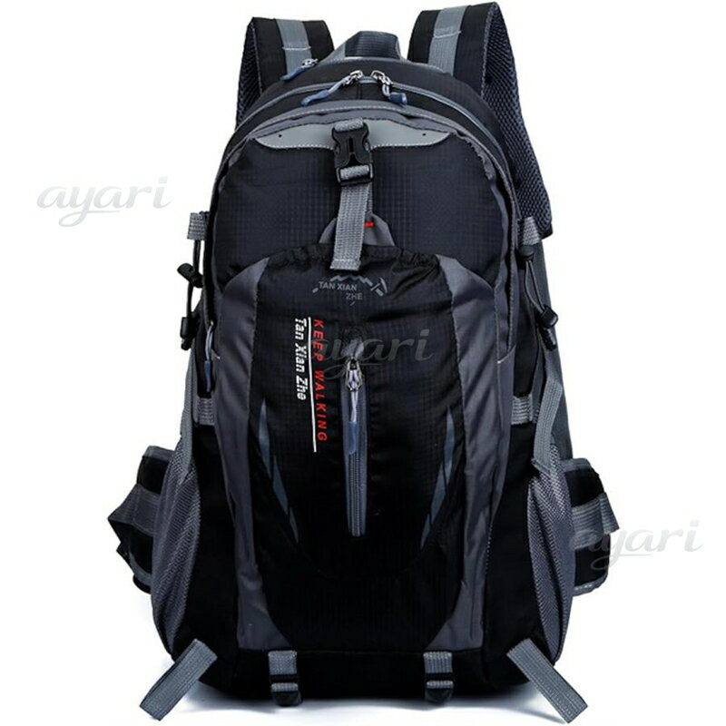 Rakuten - リュック 大容量 30L ウエストベルト 登山 キャンプ ハイキング ビジネス 撥水 フィット感 通気性 多機能(ブラック)
