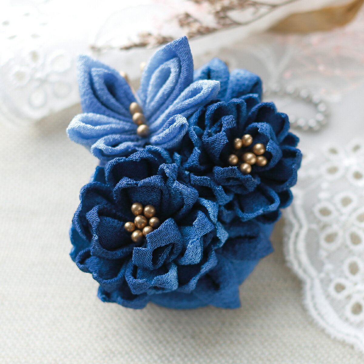 オリムパス 手芸キット つまみ細工のクラシカルチャーム TZ-21A チョウとマリーゴールド