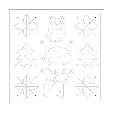 Olympus（オリムパス） 刺し子花ふきん布パック（白）　北欧モチーフ フォレスト H-1031