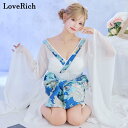 1342花柄 シフォン レース 和柄 ミニ 豪華 帯 花魁 着物 ドレス コスプレ ハロウィン キャバドレス