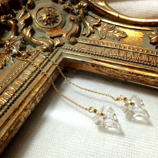 *金属アレルギー対応サージカルステンレス使用*純チタン*樹脂*イヤリング*イアリング*ポスト変更無料*スワロフスキー*クリスタル*エレガントハート*ロングピアス...