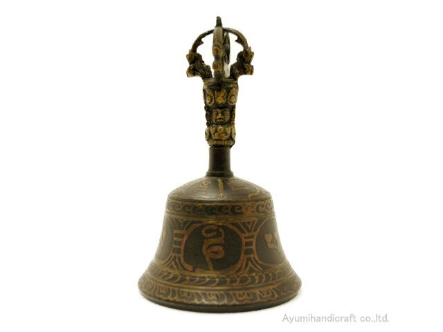チベット密教法具ガンダーベル・金剛鈴（gb019・口径約9cm 高さ約15cm）