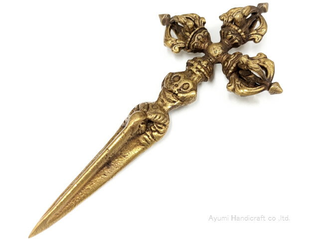 チベット密教法具プルパ・キーラ・金剛&#27227;（こんごうけつ）＋バジュラ（pr005・長さ約15cm、直径約8cm）