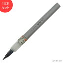 呉竹 筆ペン くれ竹美文字 完美王 毛筆中字 うす墨 10本セット XO50-091S