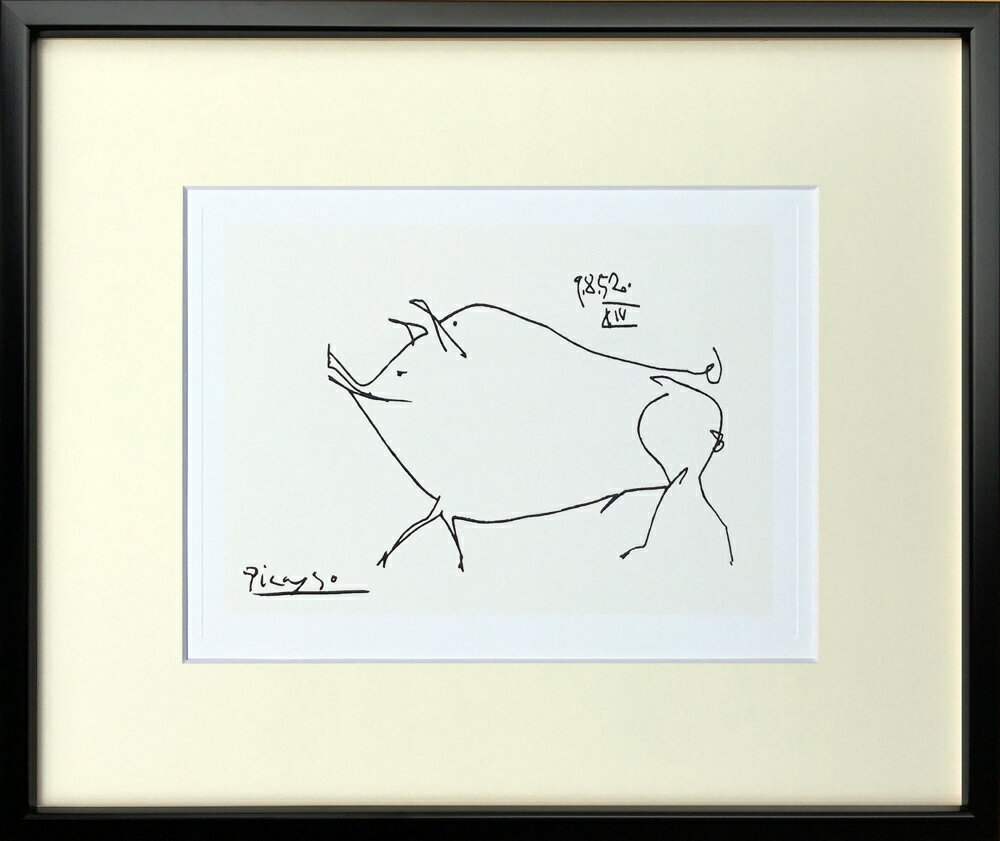 アートフレーム Pablo Picasso/パブロ ピカソ Le petit cochon（Silkscreen) /額入り 額装込 絵画 アート リビング 玄関 トイレ インテリア かわいい 壁飾り 癒やし プレゼント ギフト アートパネル ポスター アートフレーム 飾る LLサイズ おしゃれ 壁掛け 絵