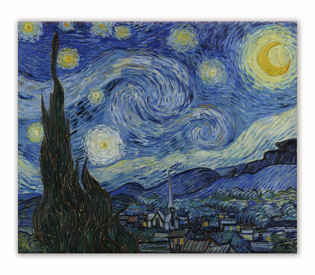 名画キャンバスアート フィンセント・ファン・ゴッホ 星月夜 (Vincent van Gogh)/額入り 額装込 風景画 絵画 アート リビング 玄関 トイレ ...
