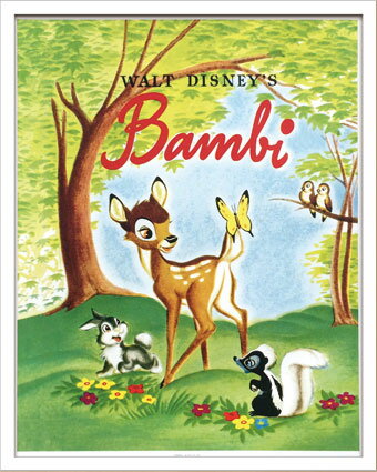 Disneyポスター ビンテージ ディズニー シリーズ Bambi 1 バンビ/インテリア 壁掛け 額入り 額装込 風景画 油絵 ポスター アート アートパネル リビング 玄関 プレゼント モダン アートフレーム おしゃれ 飾る Lサイズ