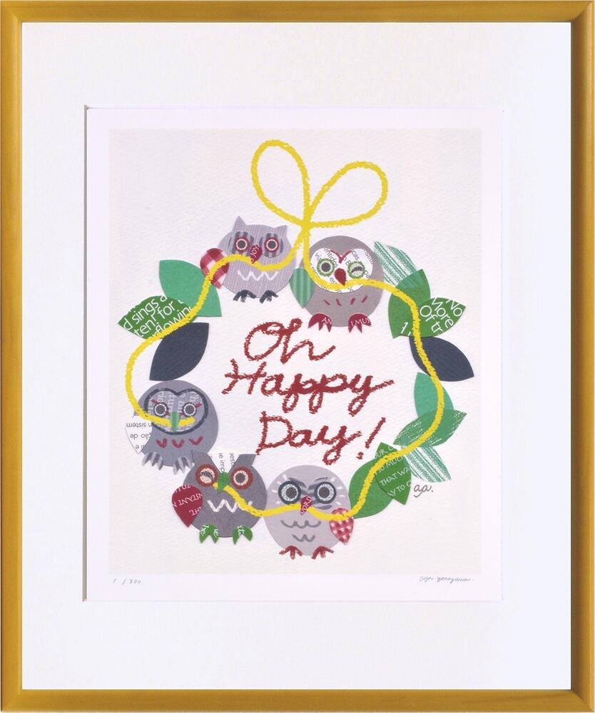 絵画 米澤 彩 リースふくろう/インテリア 額入り 額装込 風景画 油絵 ポスター アート アートパネル リビング 玄関 プレゼント モダン アートフレーム 飾...