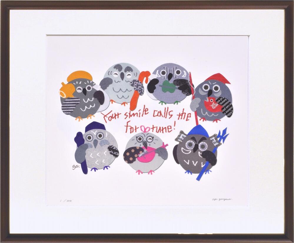 絵画 米澤 彩 七福ろう/インテリア 額入り 額装込 風景画 油絵 ポスター アート アートパネル リビング 玄関 プレゼント モダン アートフレーム 飾る L...