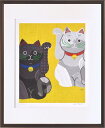 最大100%ポイントバック!限定抽選 絵画 米澤 彩 白黒招き猫/インテリア 額入り 額装込 風景画 油絵 ポスター アート アートパネル リビング 玄関 プレ...