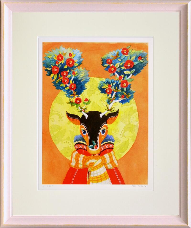 【スーパーSALE10%OFF】絵画 堀 乃布子 カシオとツバキ/インテリア 額入り 額装込 風景画 油絵 ポスター アート アートパネル リビング 玄関 プレ...