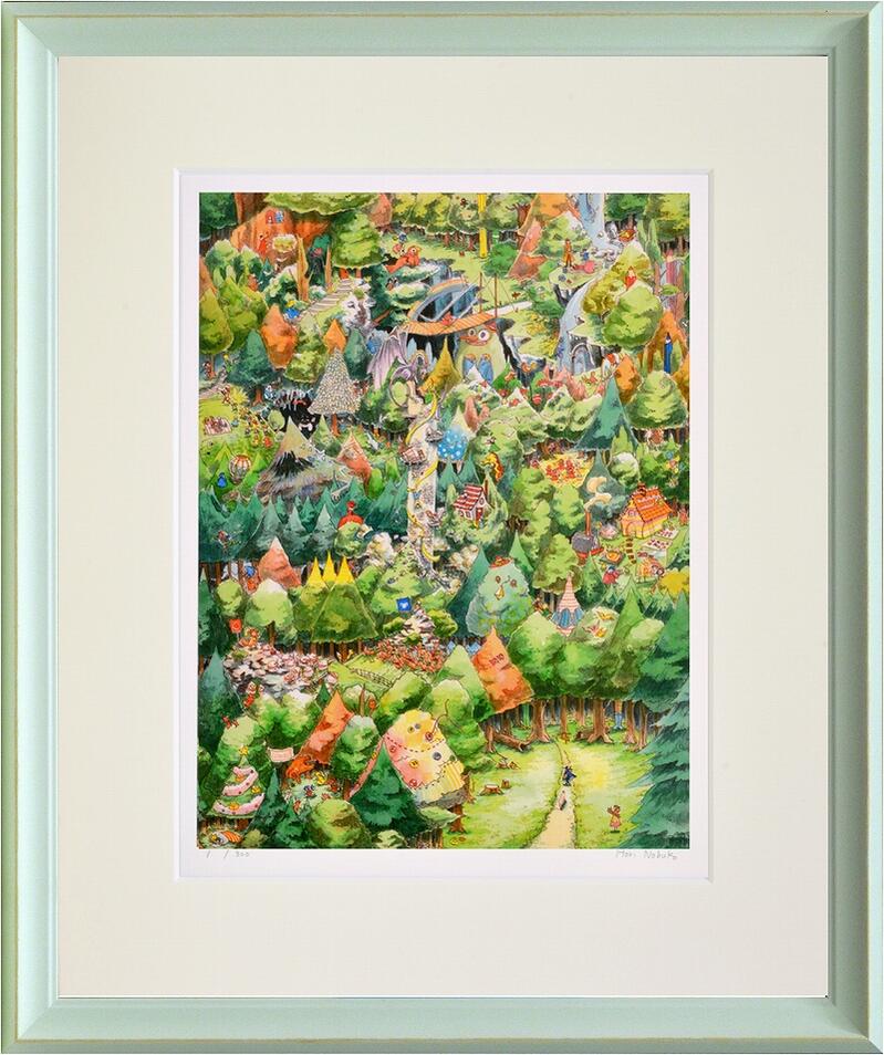 【スーパーSALE10%OFF】絵画 堀 乃布子 行く〜森〜/インテリア 額入り 額装込 風景画 油絵 ポスター アート アートパネル リビング 玄関 プレゼン...
