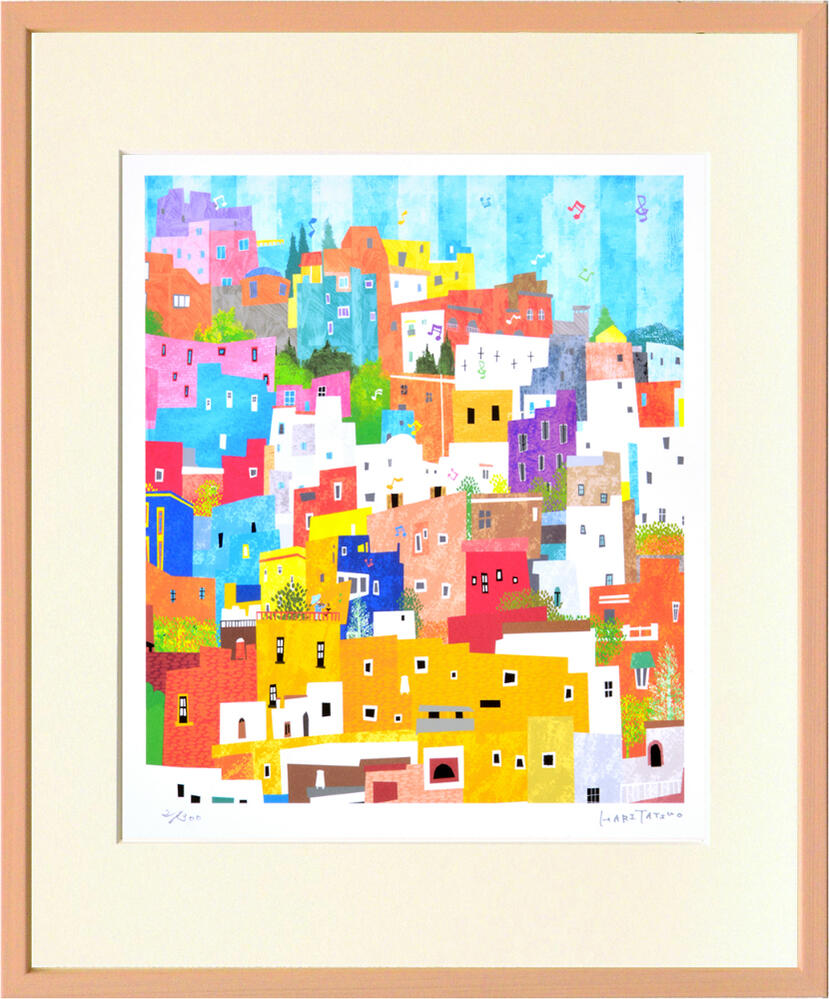 【スーパーSALE10%OFF】絵画 はり たつお グァナファト(メキシコ)〜世界遺産シリーズ〜/額入り 絵画 アート リビング 玄関 トイレ インテリア かわ...