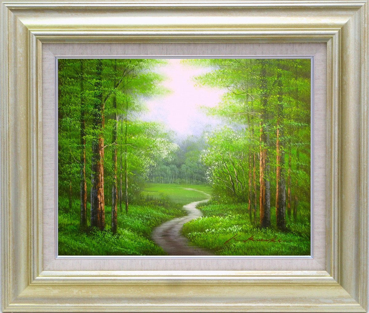 【スーパーSALE10%OFF】手描き油絵 黒木 啓 光影 F6 画家本人手描き絵画/額入り 額装込 絵画 風景画 アート リビング 玄関 応接室 和室 インテ...