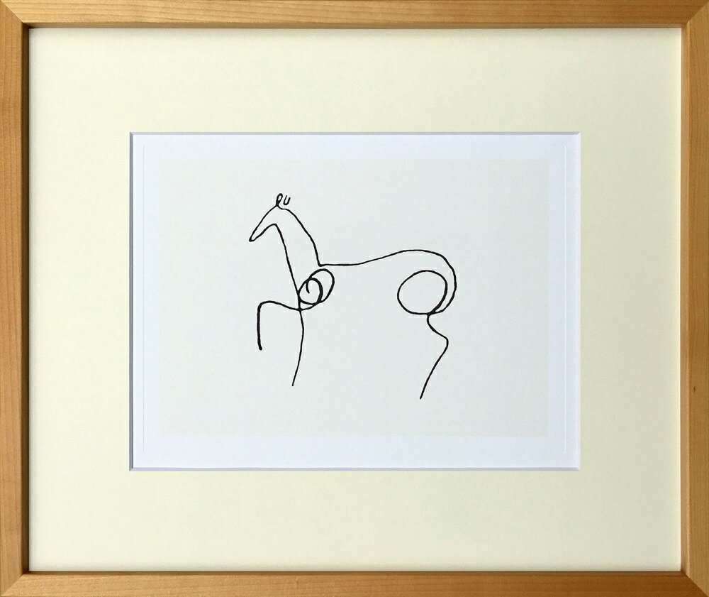 名画アートフレーム 馬(Le cheval) パブロ ピカソ(Pablo Picasso)/額入り 絵画 アート リビング 玄関 トイレ インテリア かわいい 壁飾り 癒やし プレゼント ギフト アートパネル ポスター アートフレーム LLサイズ おしゃれ 壁掛け 絵