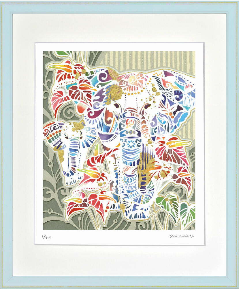 【スーパーSALE10%OFF】絵画 ゾウとアンスリウム 平石智美/額入り 絵画 アート リビング 玄関 トイレ インテリア かわいい 壁飾り 癒やし プレゼン...