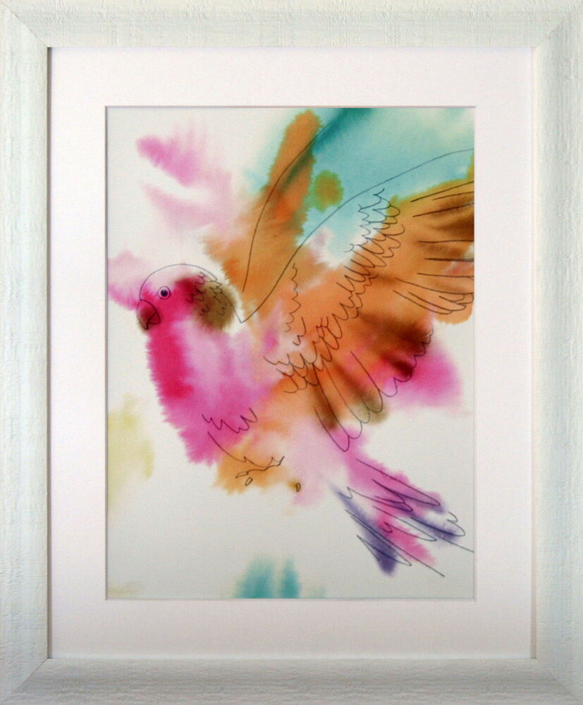 絵画 クリスティーン・ヘグレ Paradise Parrot-Fly インテリア カラフル 鳥 リビング 玄関 廊下 壁飾り 額付き アート ギフト プレゼント...