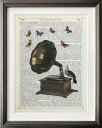 【スーパーSALE10%OFF】絵画 マリオン・マコネギー Gramophone, Bird & Butterflies インテリア 壁飾り 額付き アート ギ...